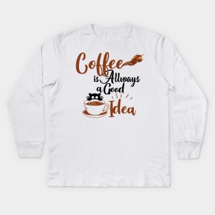 I Like Cats ,Coffee And Maybe 3 People Kids Long Sleeve T-Shirt